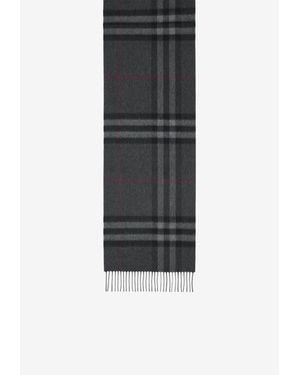 Burberry Cashmere Check Fringed Scarf - Black