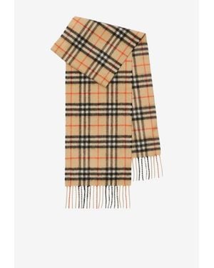 Burberry Check Fringed Scarf - White