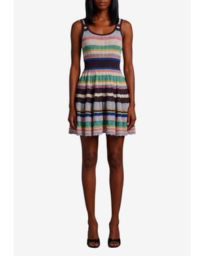 Alaïa Striped Knit Mini Dress - Black
