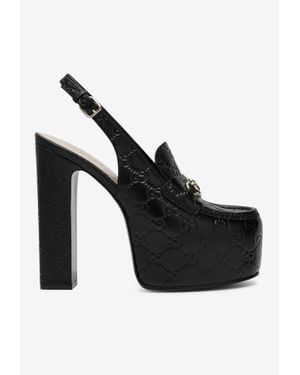 Gucci Horsebit 145 Gg Slingback Platform Pumps - Black