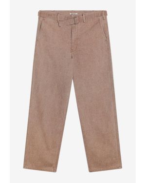 AURALEE Washed Canvas Belted Trousers - Natural