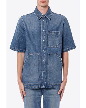 Fendi Essential Short-Sleeved Denim Shirt - Blue