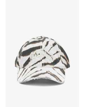 Ganni Zebra Print Baseball Cap - Grey
