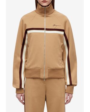 Ferragamo Logo Track Zip-Up Jacket - Natural