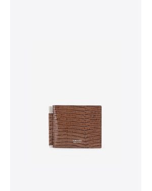 Tom Ford T-Line Reptile Print Leather Wallet With Money Clip - White