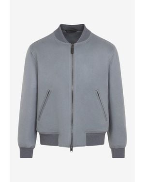 Brioni Wool Knit Bomber Jacket - Gray