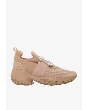 Roger Vivier Viv' Run Sneakers With Crystal-Buckle - Natural