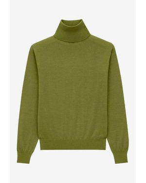Saint Laurent Turtleneck Wool Knit Sweater - Green