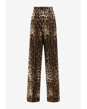 Dolce & Gabbana Leopard Print Wide-Leg Pants - Brown