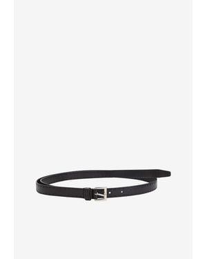 Prada Stitched Leather Pin-Buckle Belt - White