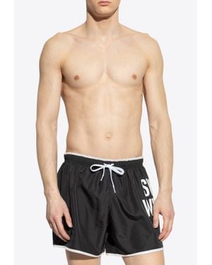 Moschino Logo Print Swim Shorts - Blue