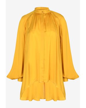 Machka Asymmetric Satin Blouse - Yellow