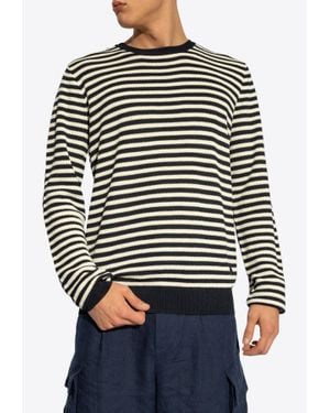 Dolce & Gabbana Crewneck Striped Wool Sweater - Grey