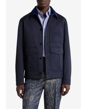 Etro Stretch Worker Jacket With Maxi Pockets - Blue