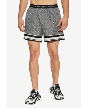Dolce & Gabbana Printed Silk Boxer Shorts - Blue