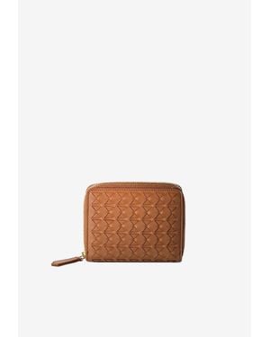 Serapian Mini Mosaico Leather Zip-Around Wallet - White