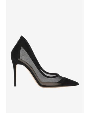 Gianvito Rossi Mina 95 Suede And Mesh Pumps - White