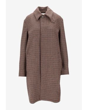 Saint Laurent Mac Checked Coat - Brown