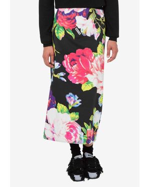 Moschino Floral Print Pencil Midi Skirt - Black