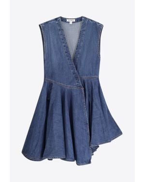 Alaïa Mini Denim Wrap Dress - Blue
