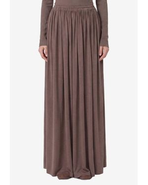Max Mara Livrea Pleated Maxi Skirt - Brown