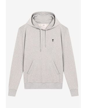 Ami Paris Ami De Coeur Hooded Sweatshirt - Gray