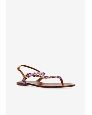 Dolce & Gabbana Motif Brass-Appliqué Sandals - White