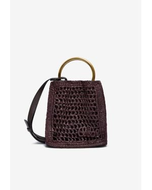 Chloé Mini Summer Banana Raffia Tote Bag - Red