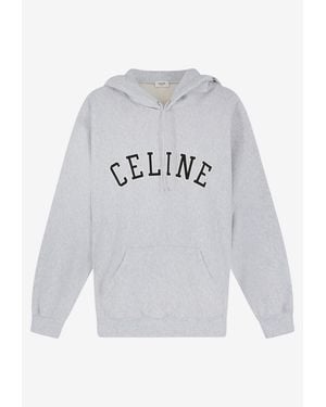 Celine Relaxed Logo Hoodie - Gray