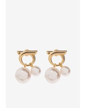 Ferragamo Gancini Pearl Drop Earrings - Natural