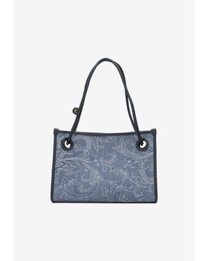Etro Medium Eyes Paisley Jacquard Tote Bag - Blue