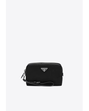 Prada Roof Rack Zip Pouch Bag - Black