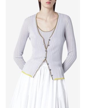 Roberto Collina Ribbed Knit Cardigan - Blue