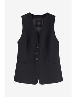 BOSS Javesta Button-Up Vest - Blue