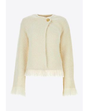 Chloé Frayed-Edge Wool-Blend Jacket - White