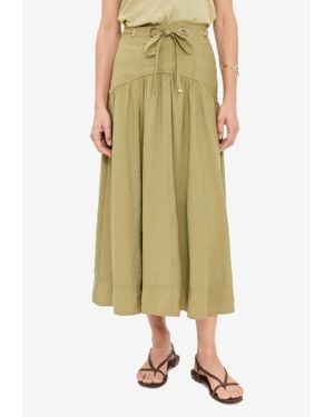 Ba&sh Donia Midi Skirt With Tie-Belt - Green