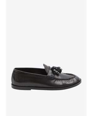 The Row Tassel Leather Loafers - Black