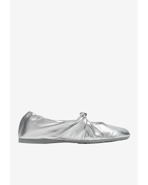 Loewe Pebble Soft Laminated Nappa Ballet Flats - White