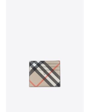 Burberry Checked Leather Cardholder - White