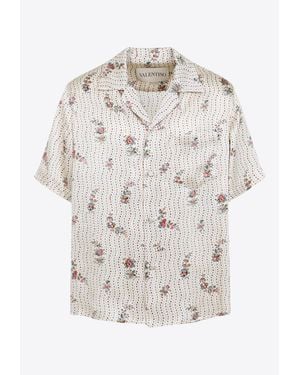 Valentino Printed Silk Bowling Shirt - White