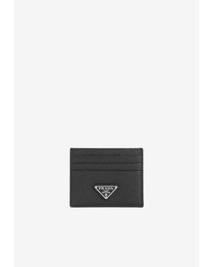Prada Triangle Logo Leather Cardholder - White