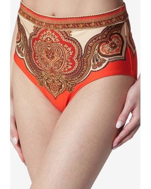 Zimmermann Mahon High-Waist Bikini Bottoms - Red