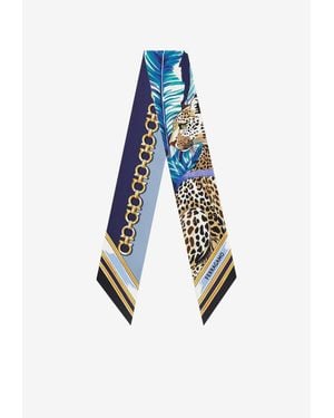 Ferragamo Felindra Print Silk Bandeau Scarf - Blue