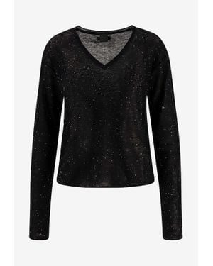 Pinko Salomone V-Neck Ribbed Jumper - Black