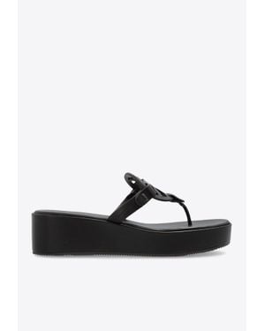 Tory Burch Miller 50 Leather Wedge Sandals - Black
