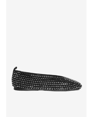 LA ROSE Crystal Embellished Ballet Flats - Black