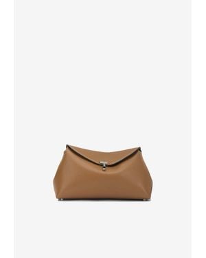 TOTEME T-Lock Leather Clutch Bag - White
