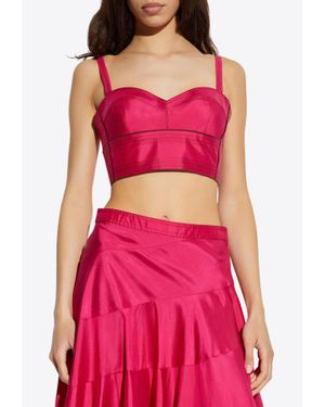 Tory Burch Corset Silk Cropped Top - Pink