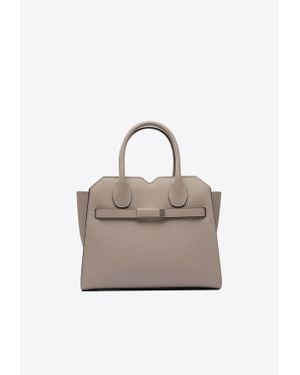 Valextra Mini Milano Top Handle Bag - Natural