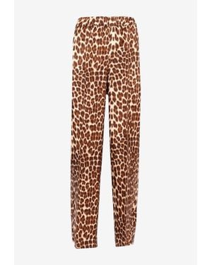 P.A.R.O.S.H. Leopard Print Wide-Leg Pants - Brown